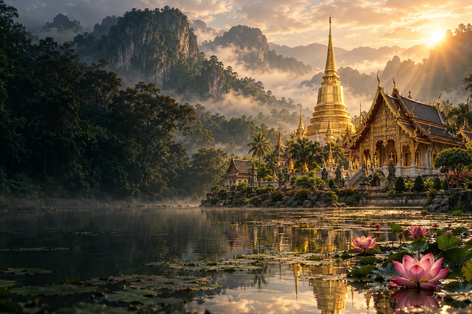 ดอกบัวและธูปเทียน